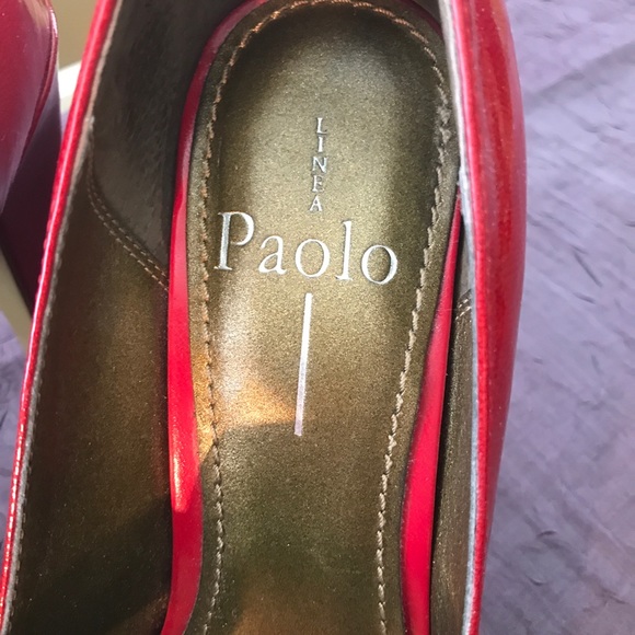 Linea Paola Shiny Patent RED heels 8 - Picture 13 of 16